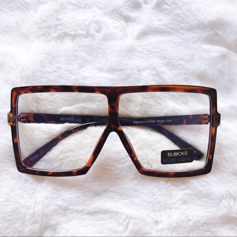 Lana Brown Rectangle Computer Light Glasses - Picture 3 of 12